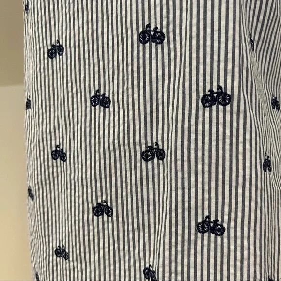 Cynthia Rowley Striped Seersucker Bicycle Bike Embroidered Print Dress Size 6 - Picture 5 of 7